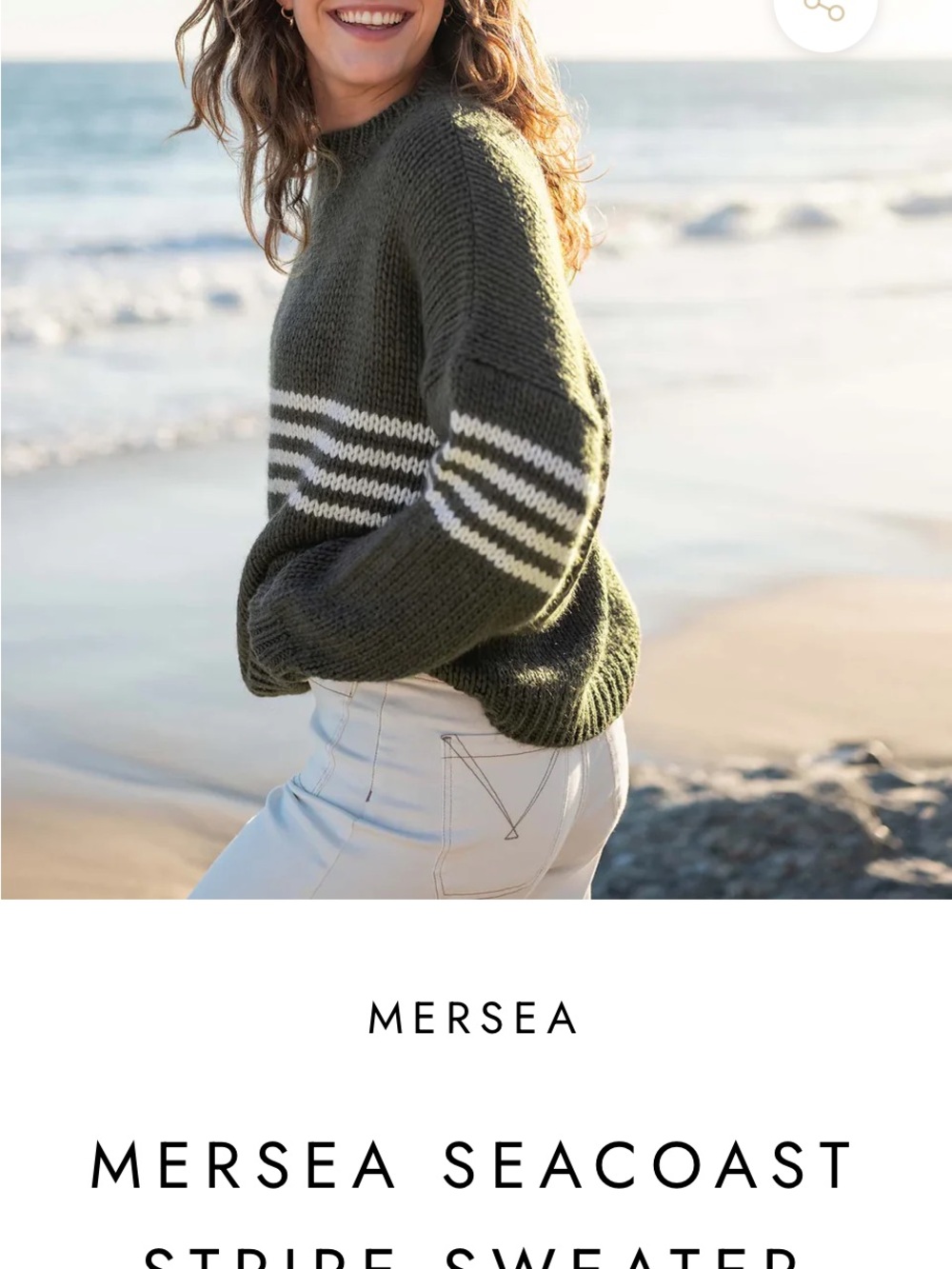 Mersea Olive Stripe Crewneck Sweater New without tags
